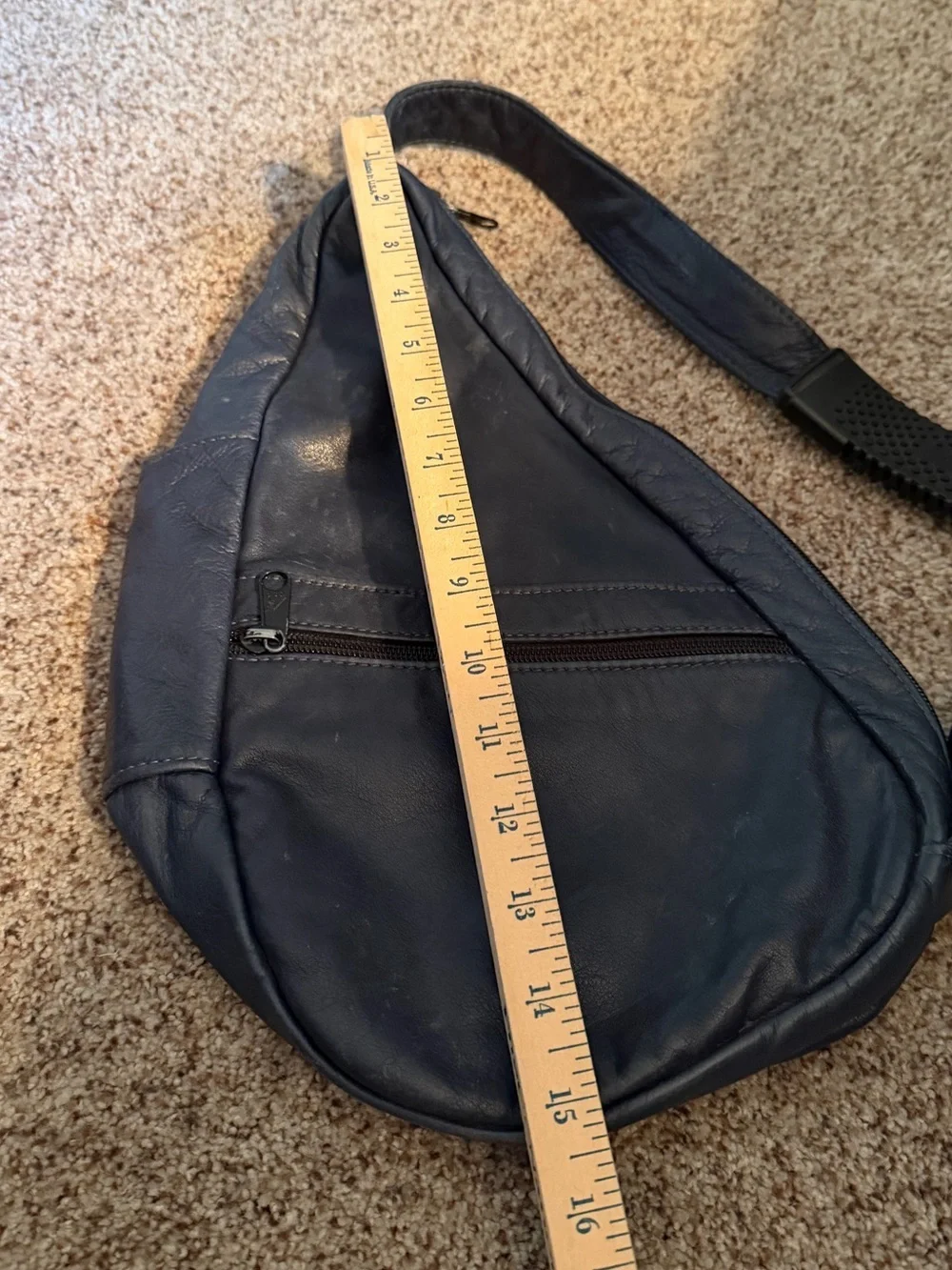 Ameribag Blue Leather Classic Healthy Back Bag Mono-Sling Backpack